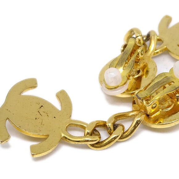Chanel Dangle Turnlock Earrings Clip-On Gold 96A - Picture 3 of 4